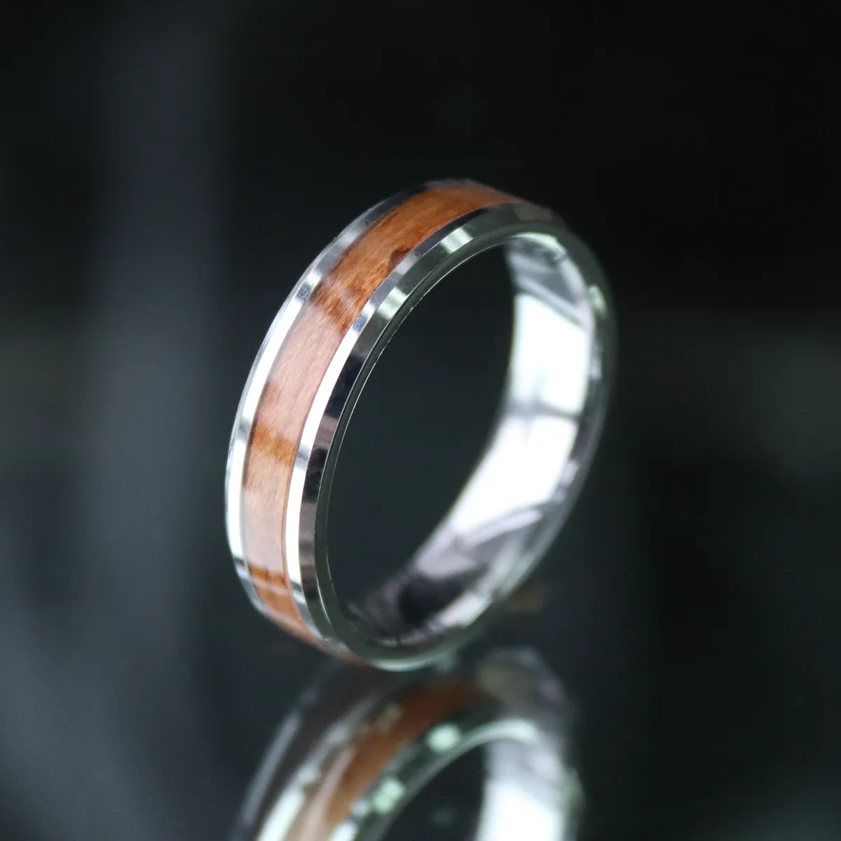 Cherry Wood Inlay Ring sold by Rose Anvil