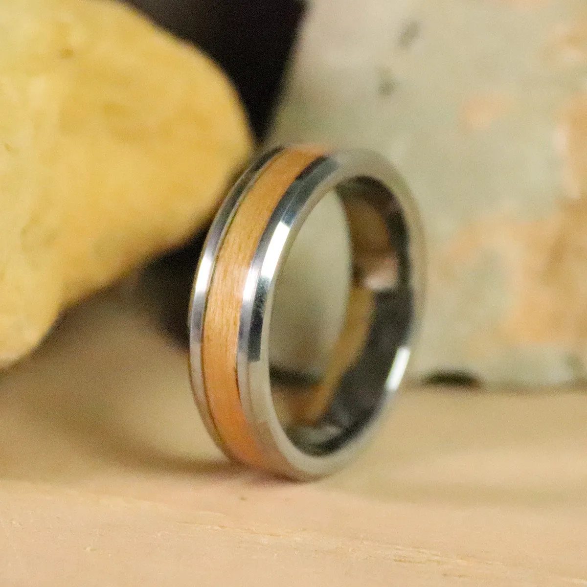 Cherry Wood Inlay Ring sold by Rose Anvil product image thumbnail 2