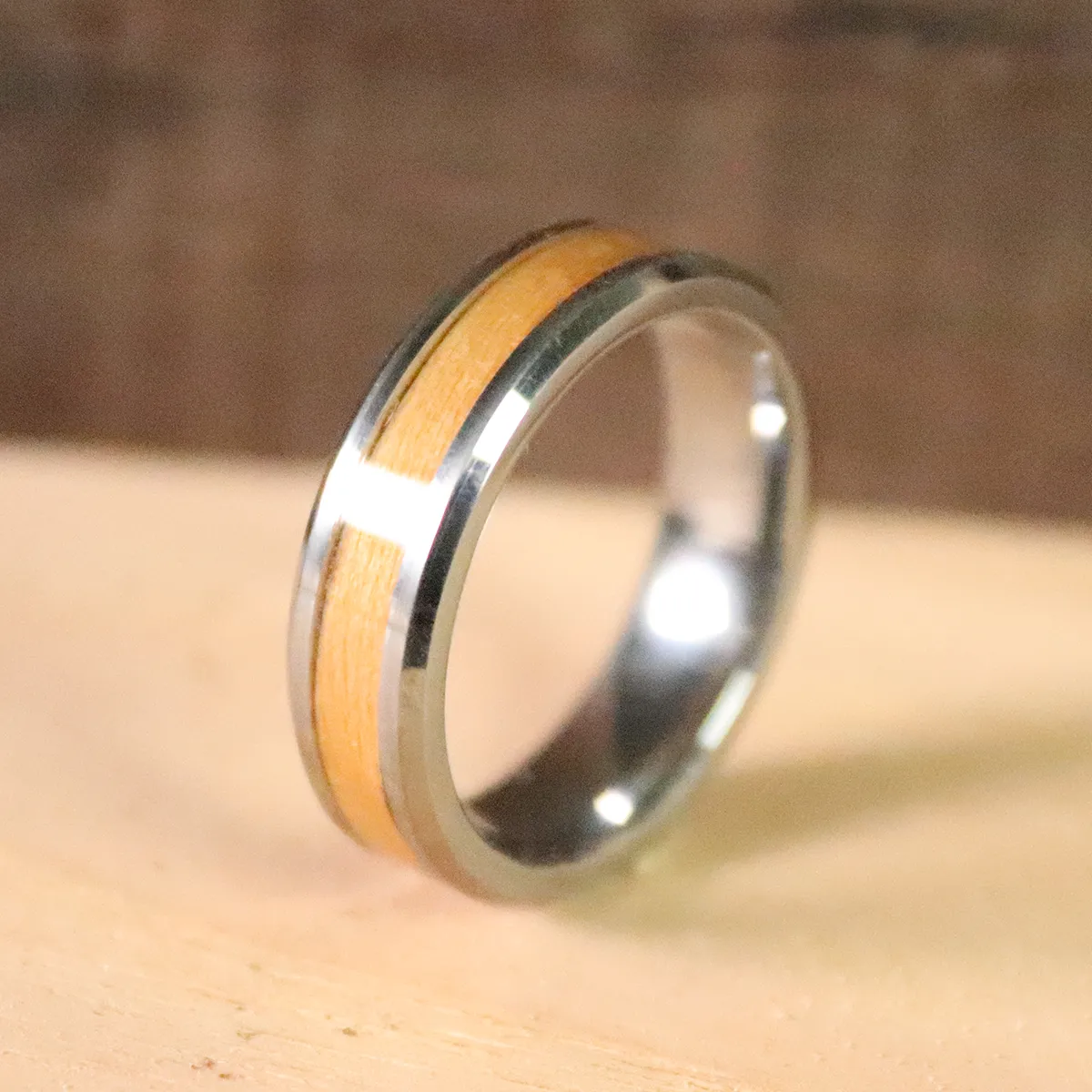 Cherry Wood Inlay Ring sold by Rose Anvil product image thumbnail 4
