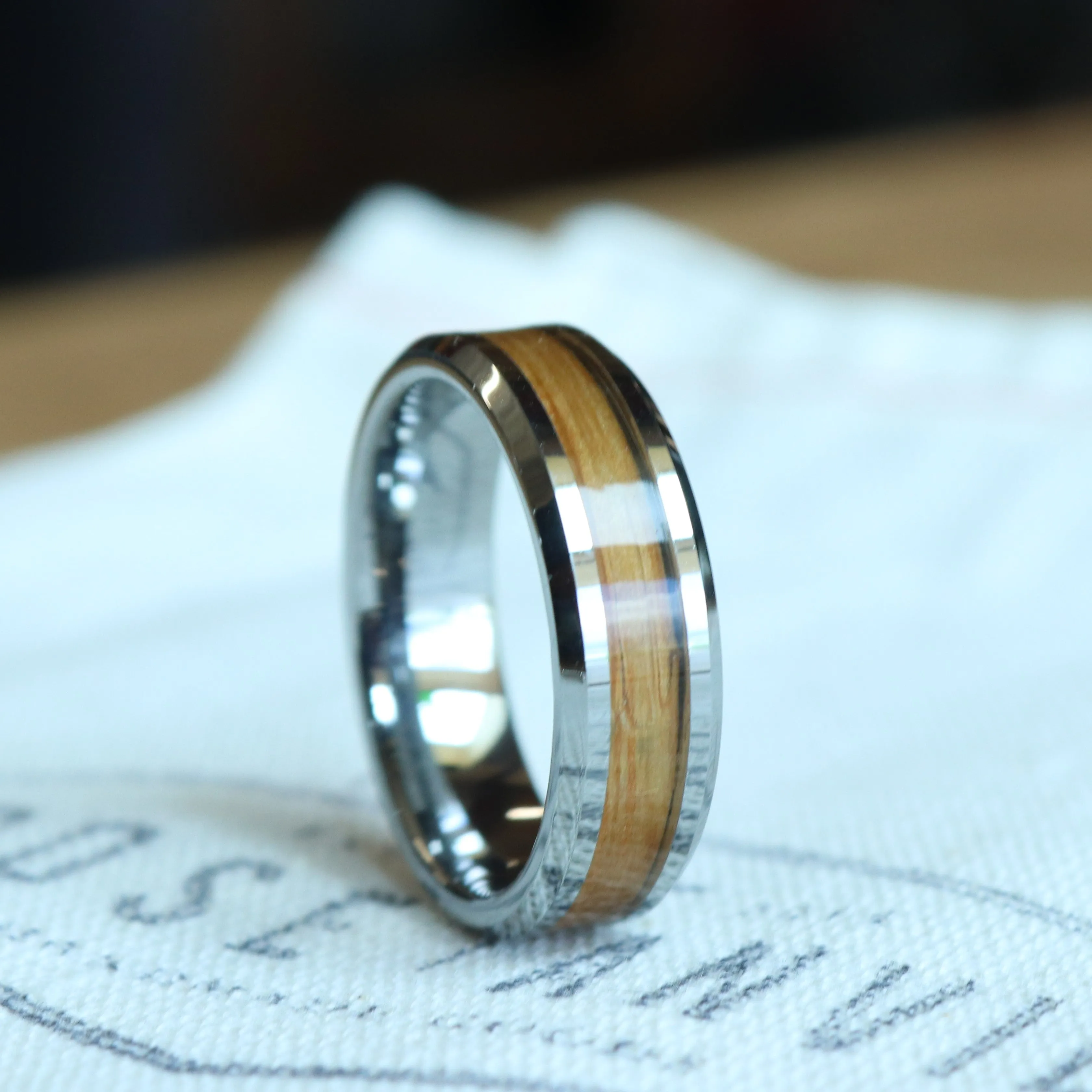 Oak Wood Inlay Ring sold by Rose Anvil