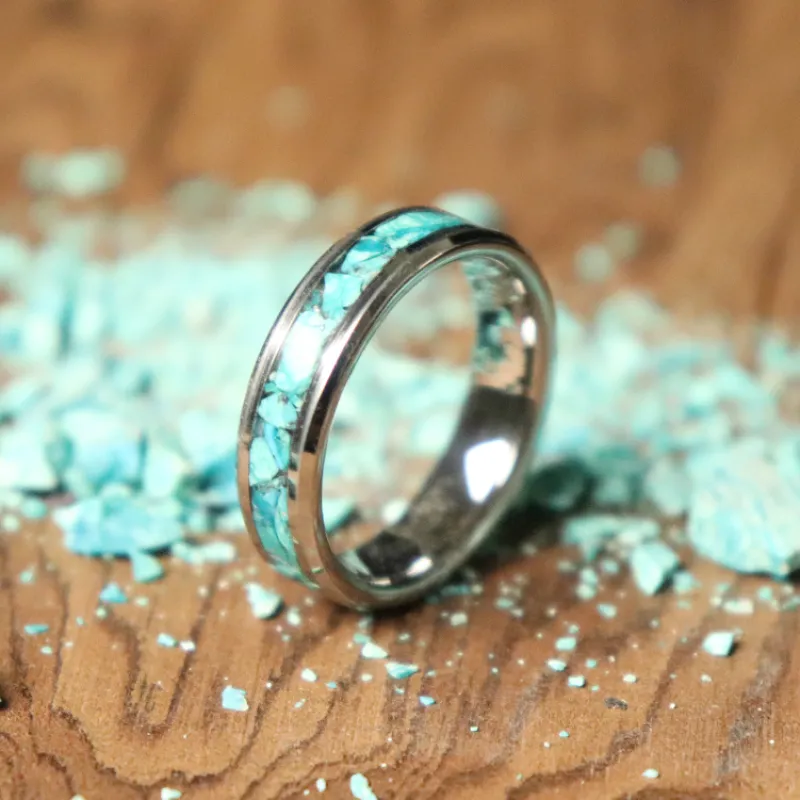 Crushed Turquoise Inlay Ring made by Rose Anvil