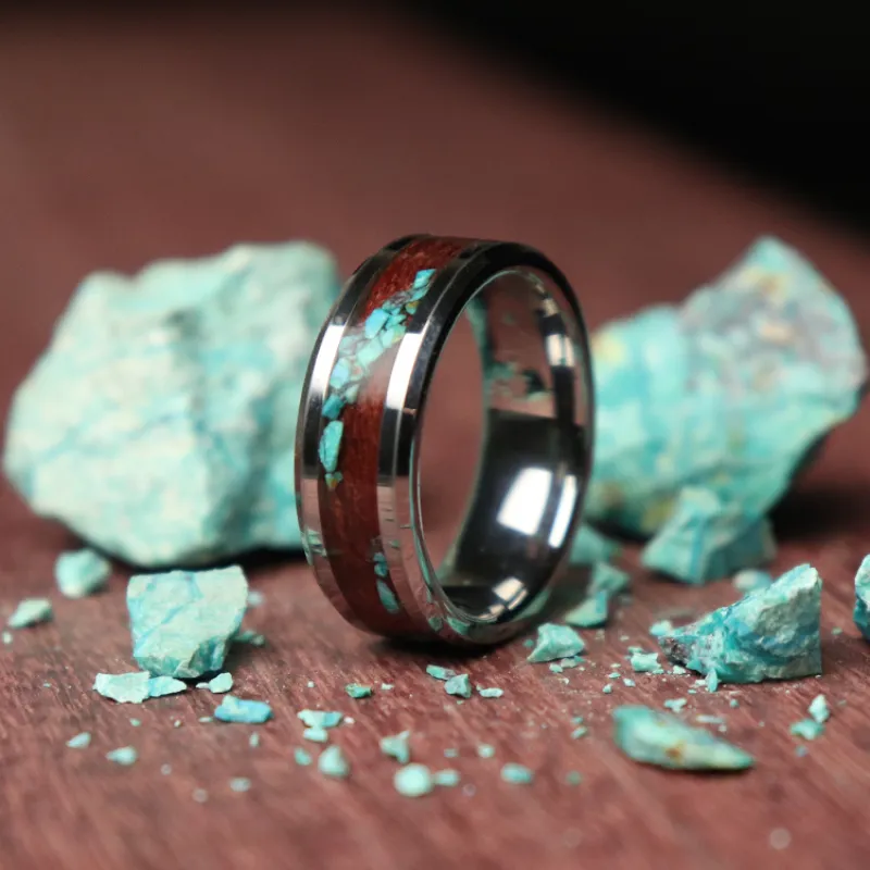 Purple Heart and Scattered Turquoise Ring made by Rose Anvil