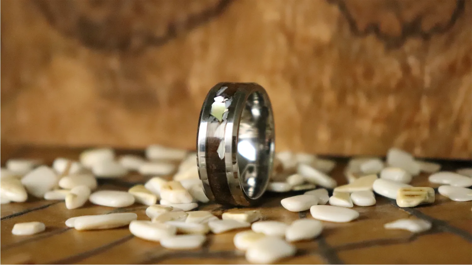 Pearl and Walnut Burl Ring sold by Rose Anvil product image thumbnail 2