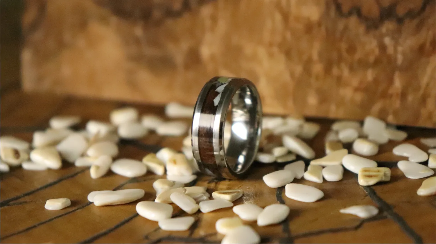 Pearl and Walnut Burl Ring sold by Rose Anvil product image thumbnail 3
