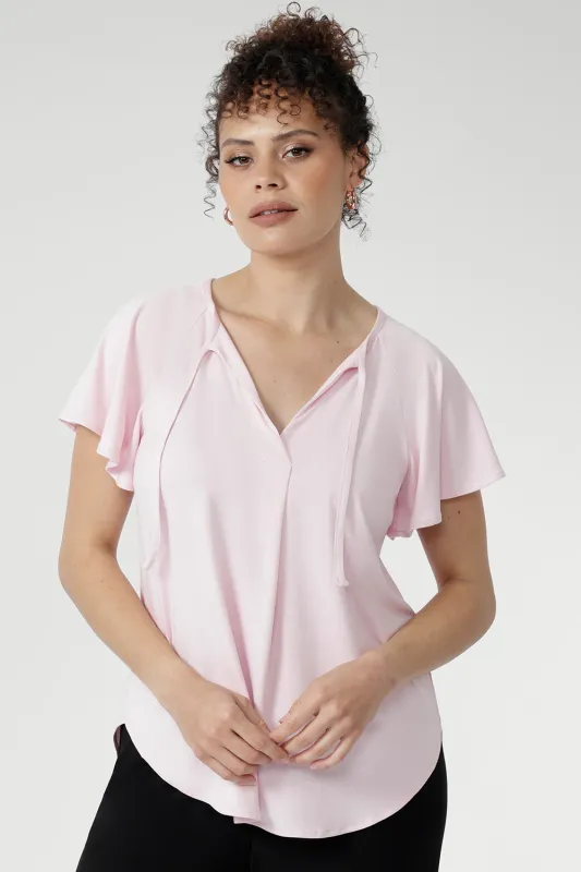 Bowie Top in Pale Pink Bamboo sold by Leina & Fleur