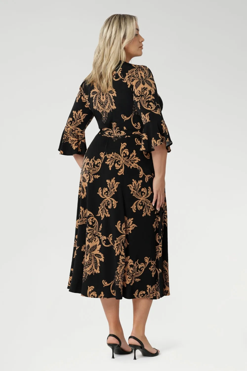 Portia Wrap Dress in Aria Coffee sold by Leina & Fleur product image thumbnail 3