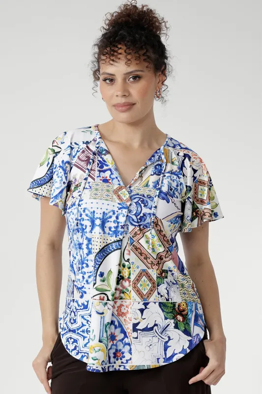 Bowie Top in Mosaic Tile sold by Leina & Fleur