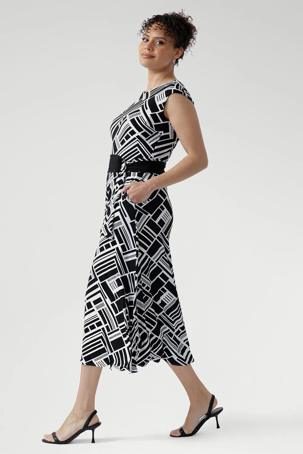 Janine Dress in Moderno w Belt sold by Leina & Fleur product image thumbnail 5