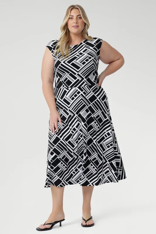 Janine Dress in Moderno w Belt sold by Leina & Fleur