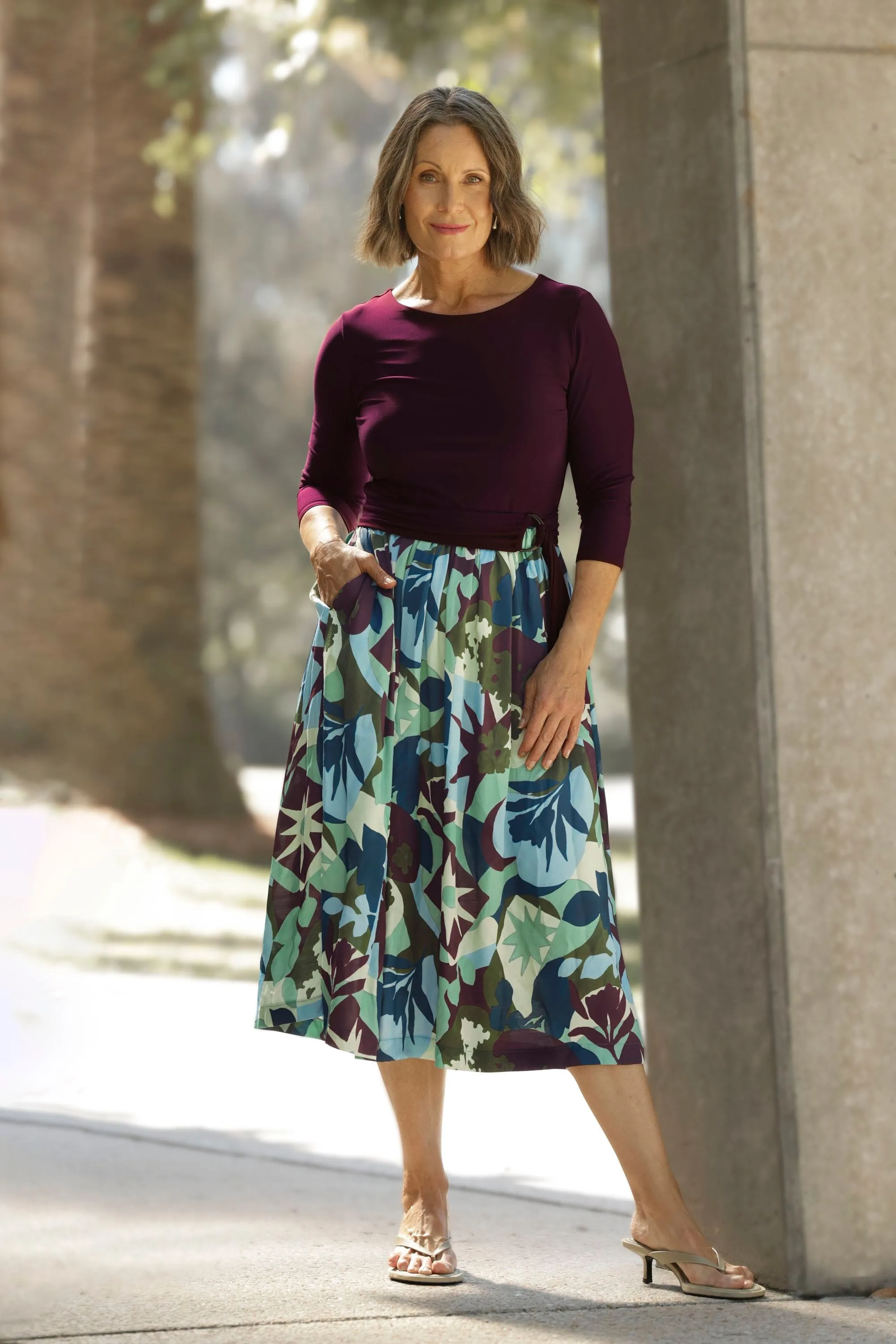 Joanie Dress in Scandi Abstract with Belt sold by Leina & Fleur product image thumbnail 2