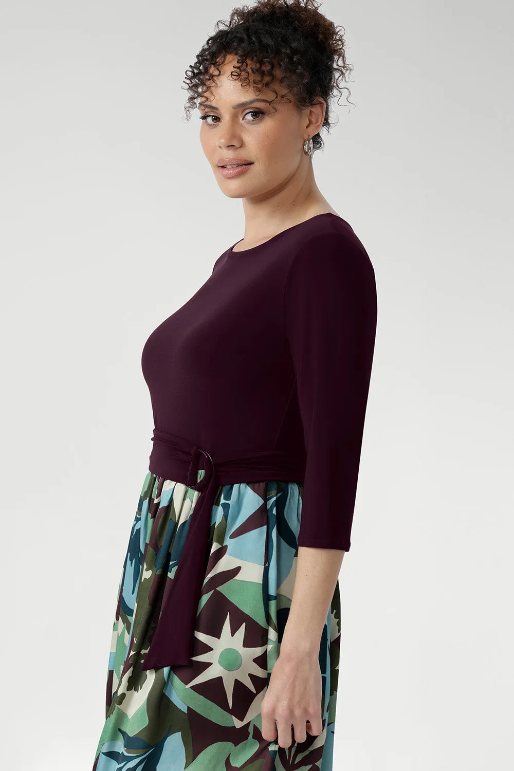 Joanie Dress in Scandi Abstract with Belt sold by Leina & Fleur product image thumbnail 5