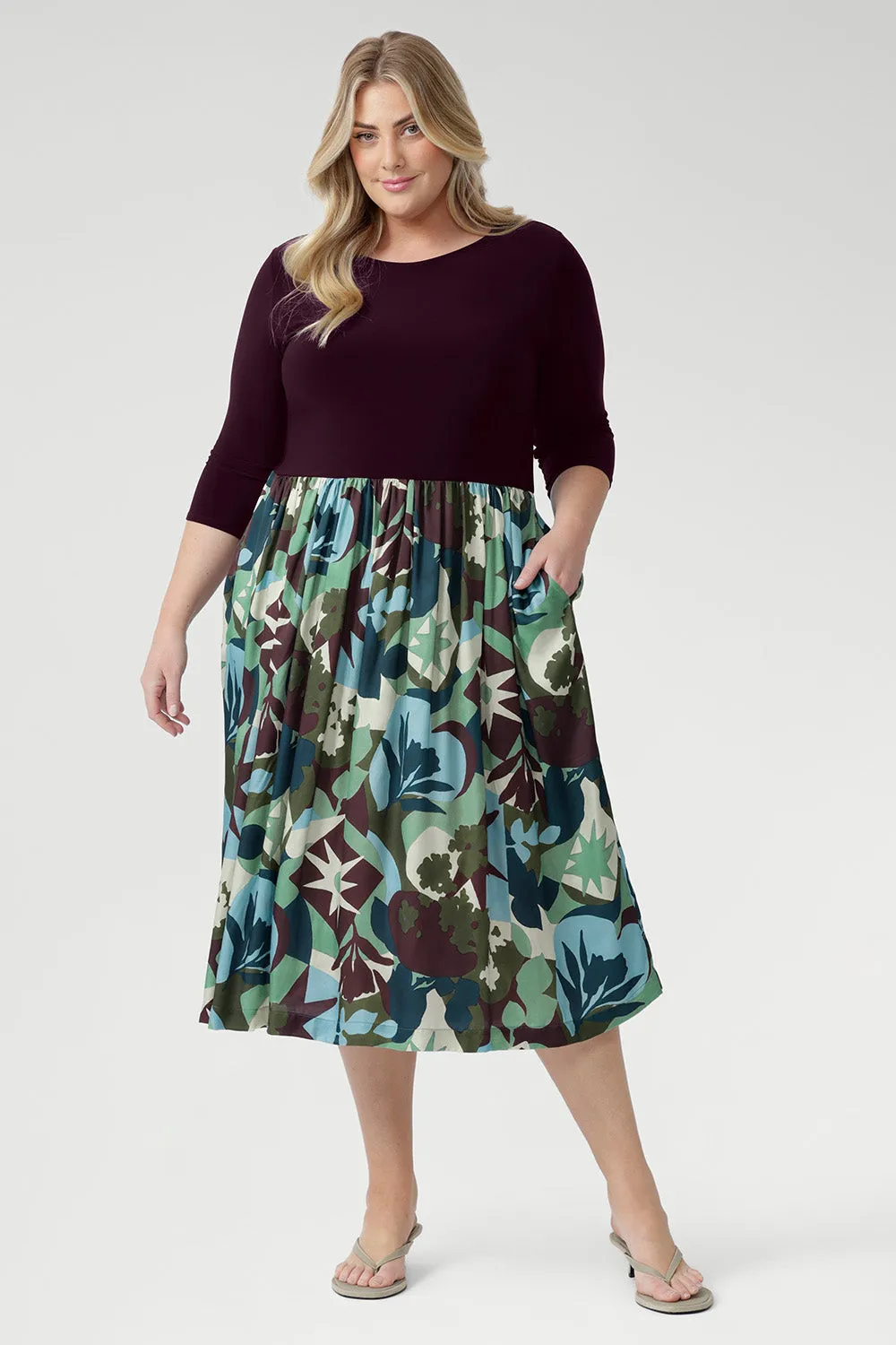 Joanie Dress in Scandi Abstract with Belt sold by Leina & Fleur product image thumbnail 4