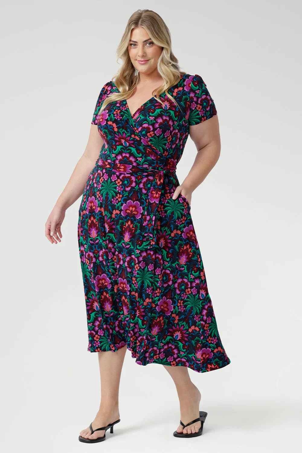 Alexis Wrap Dress in Garden Fantasia sold by Leina & Fleur