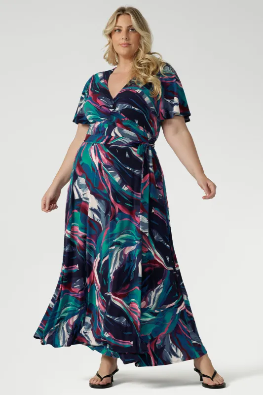 Maggie Maxi Wrap Dress in Soiree sold by Leina & Fleur