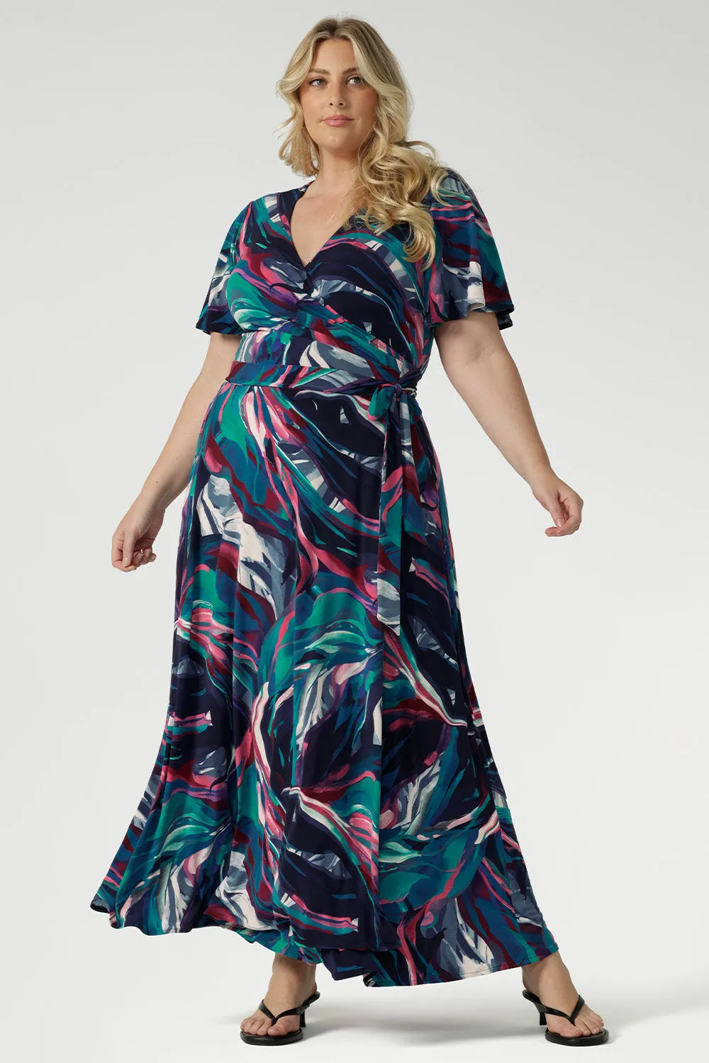 Maggie Maxi Wrap Dress in Soiree sold by Leina & Fleur