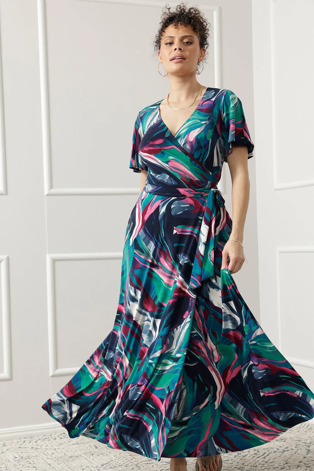 Maggie Maxi Wrap Dress in Soiree sold by Leina & Fleur product image thumbnail 3