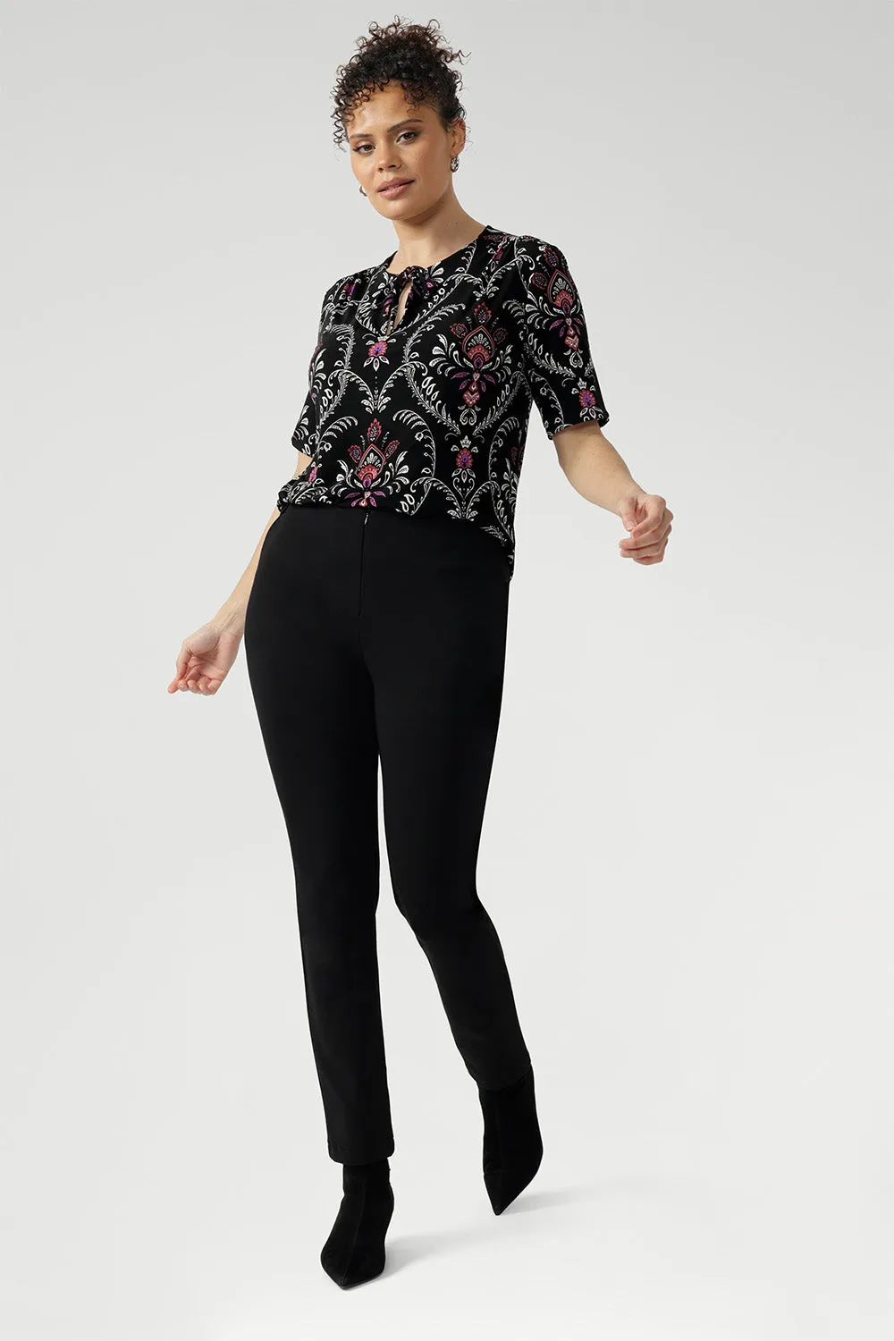 Kodi Top with Elbow Sleeve in Subtle Paisley sold by Leina & Fleur product image thumbnail 4