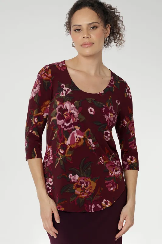 Jules Top in Burgundy Bloom sold by Leina & Fleur