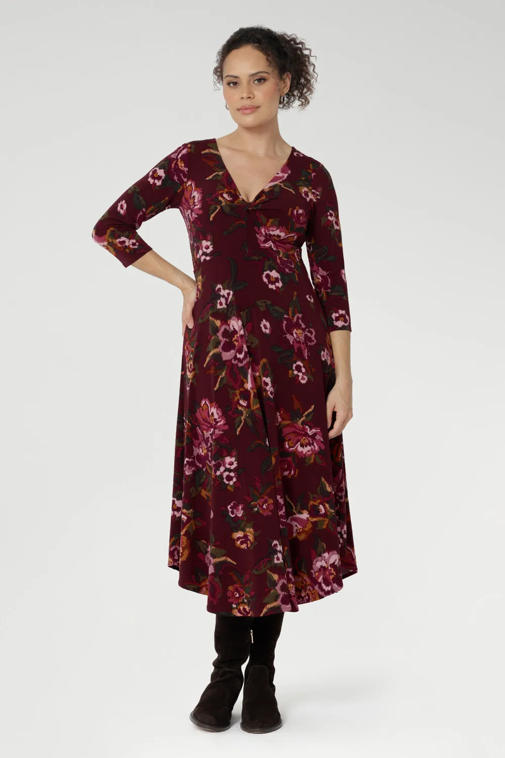 Kyra Dress in Burgundy Bloom sold by Leina & Fleur product image thumbnail 2