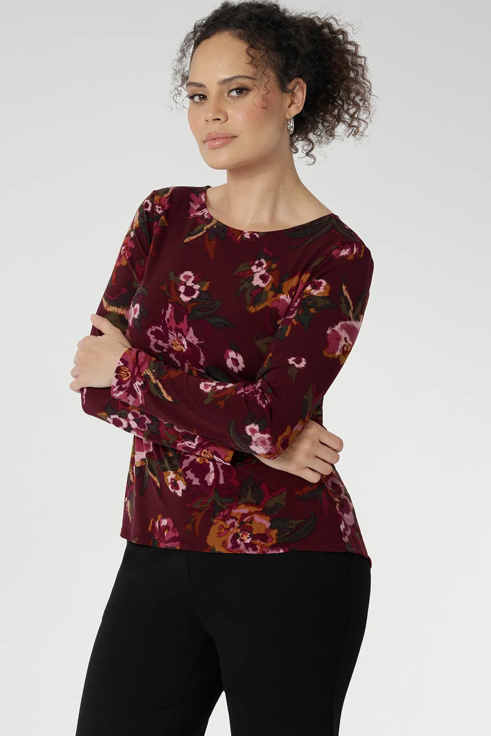 Mason Top in Burgundy Bloom sold by Leina & Fleur product image thumbnail 2