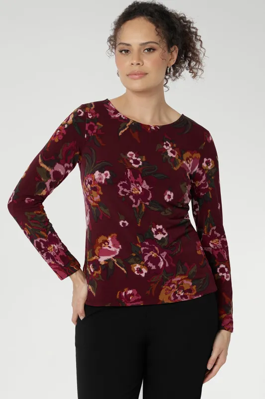 Mason Top in Burgundy Bloom made by Leina & Fleur