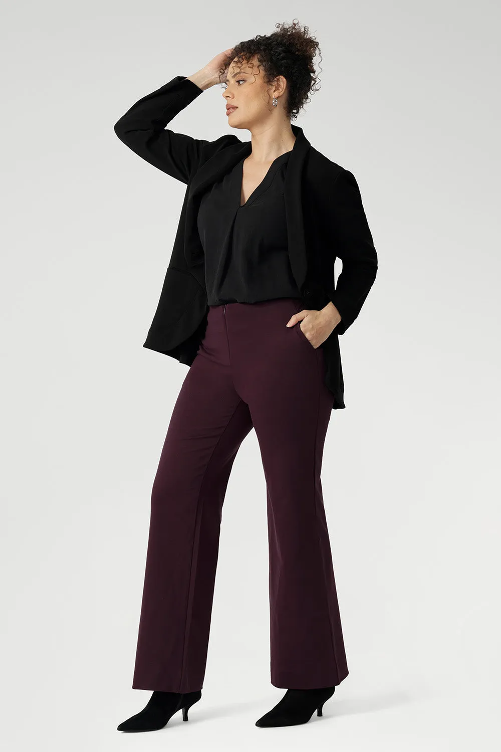 Bootleg Pant in Wine sold by Leina & Fleur