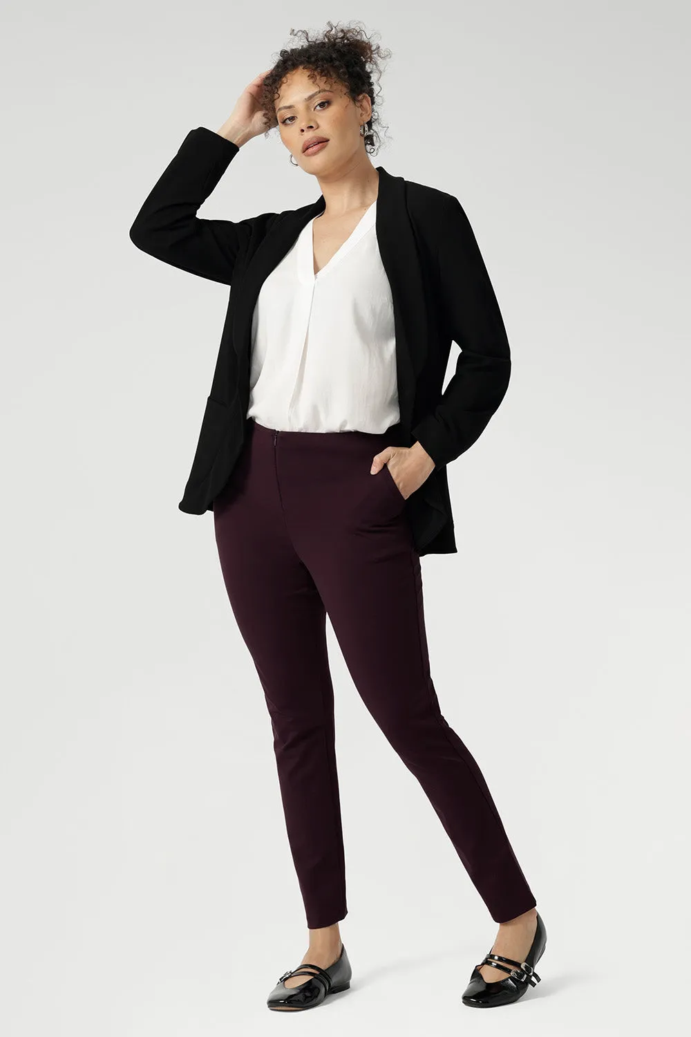 Skinny Leg Pant in Wine sold by Leina & Fleur product image thumbnail 2