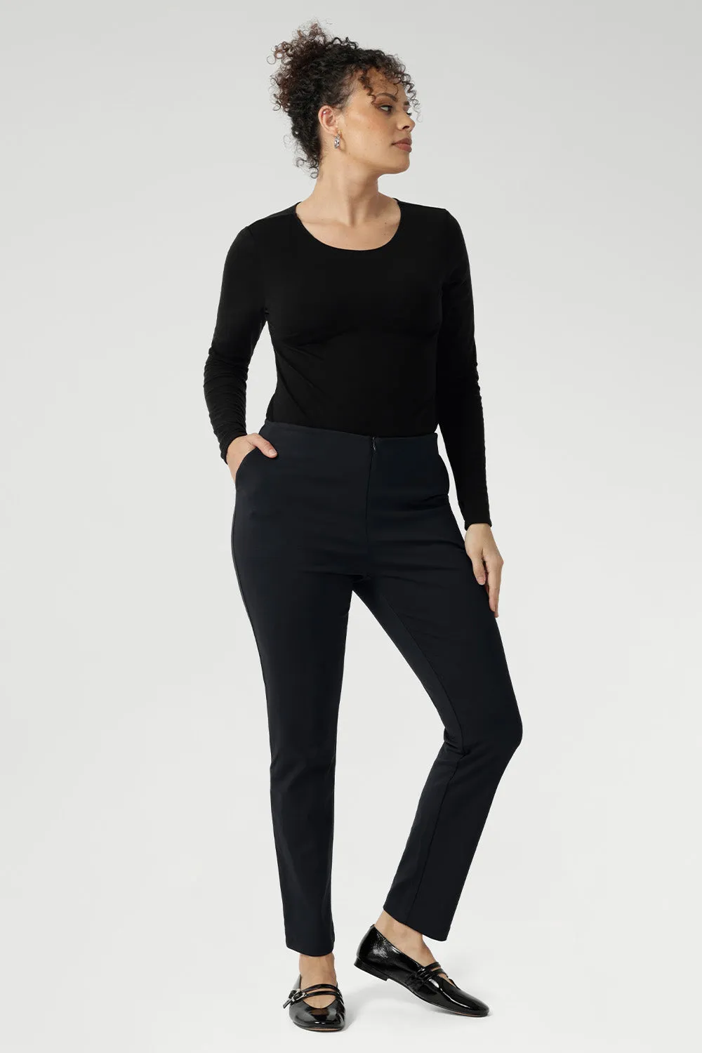 Skinny Leg Pant in Charcoal sold by Leina & Fleur