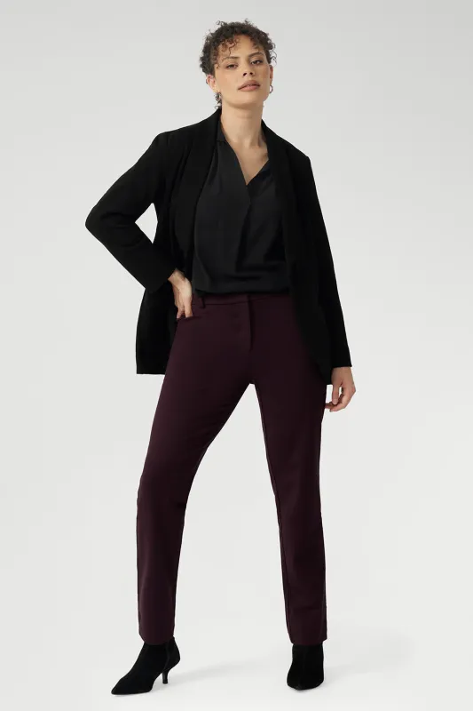 Straight Leg Pant in Wine sold by Leina & Fleur