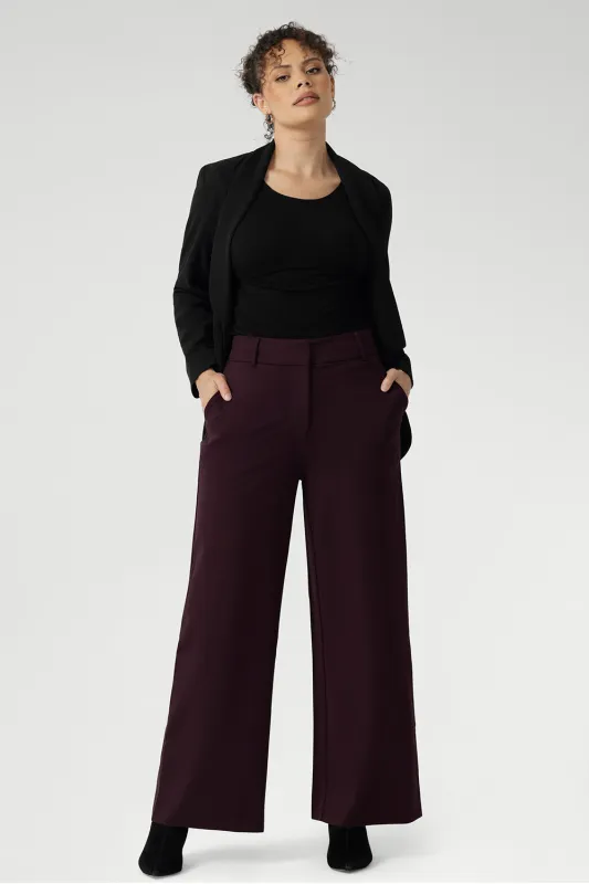 Wide Leg Pant in Wine sold by Leina & Fleur