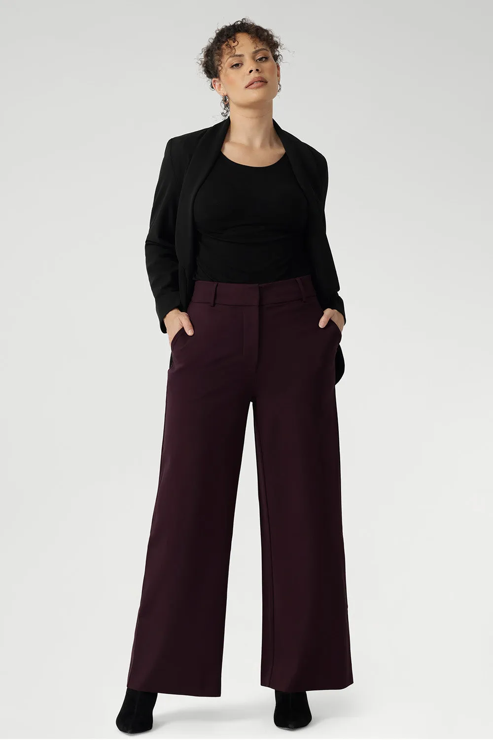Wide Leg Pant in Wine sold by Leina & Fleur