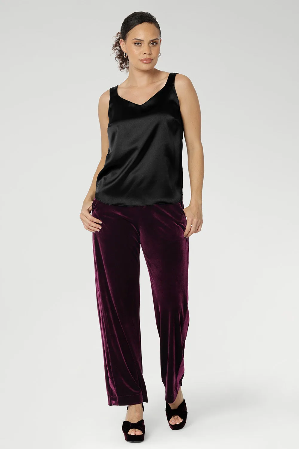 Soren Pant in Wine Velour sold by Leina & Fleur product image thumbnail 3