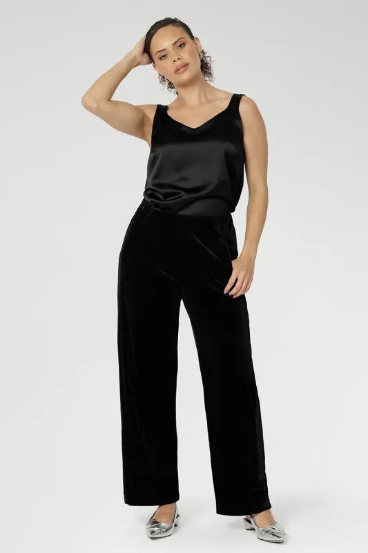 Soren Pant in Black Velour sold by Leina & Fleur