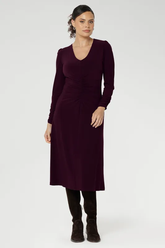 Nadine Dress in Claret sold by Leina & Fleur