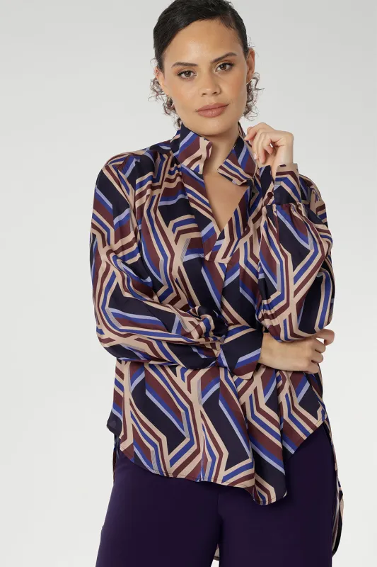 Ellis Shirt in Purple Maze sold by Leina & Fleur