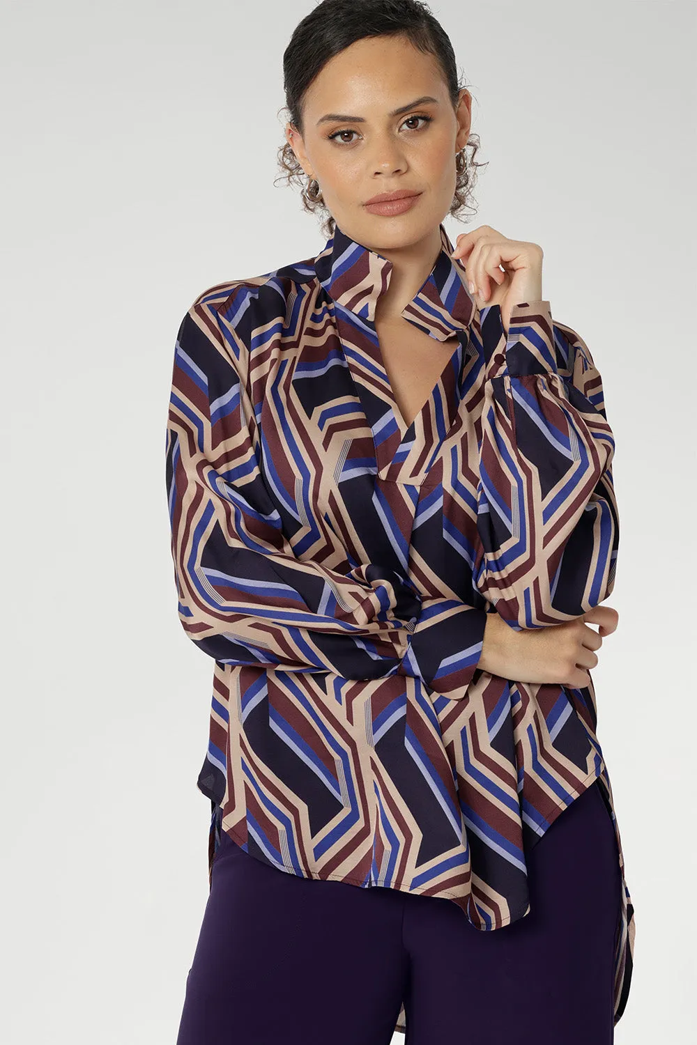 Ellis Shirt in Purple Maze sold by Leina & Fleur