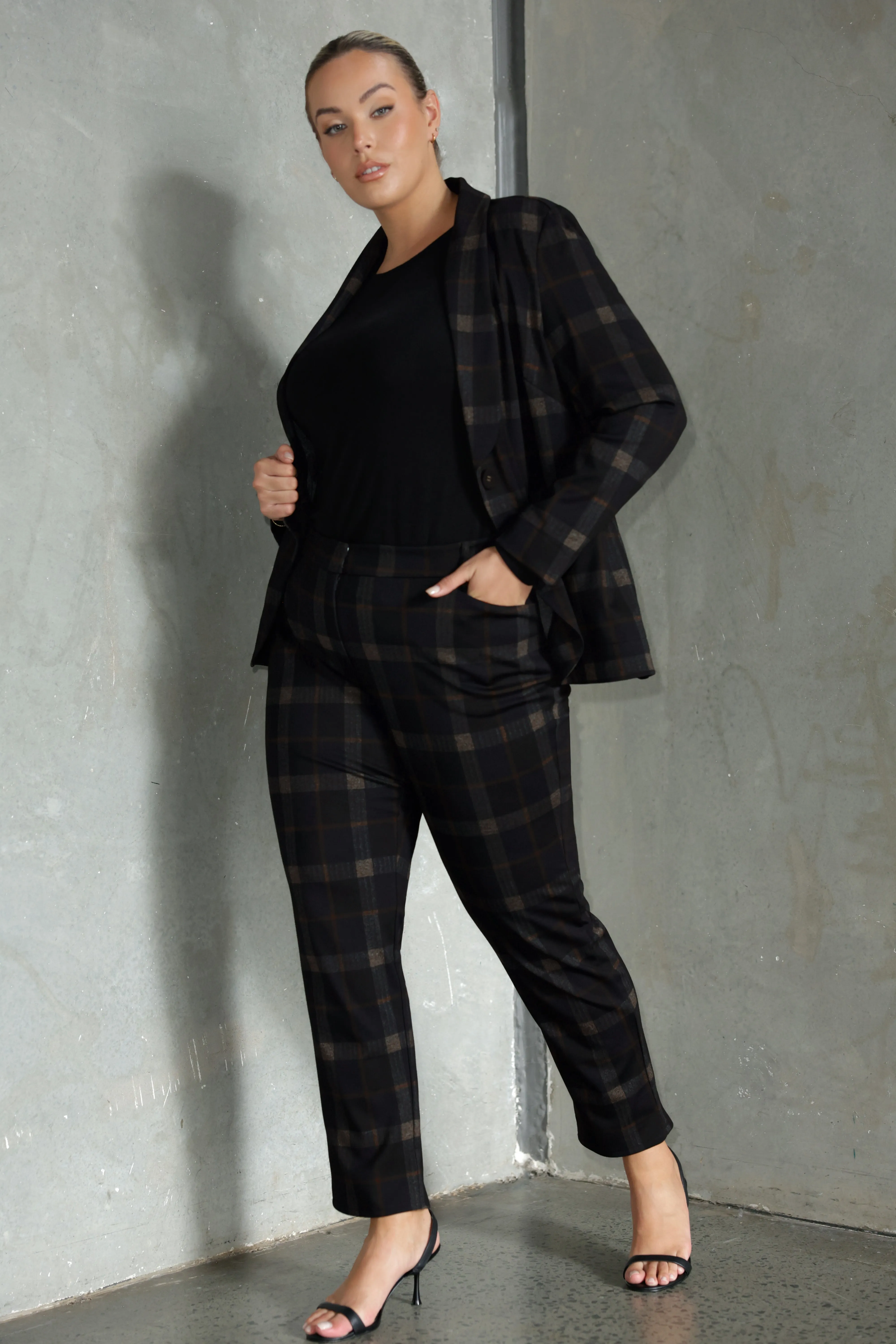 Lulu Tailored Pant in Cocoa Plaid sold by Leina & Fleur product image thumbnail 2