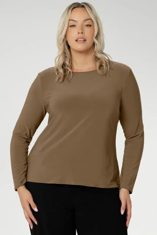 Mason Top in Coffee sold by Leina & Fleur