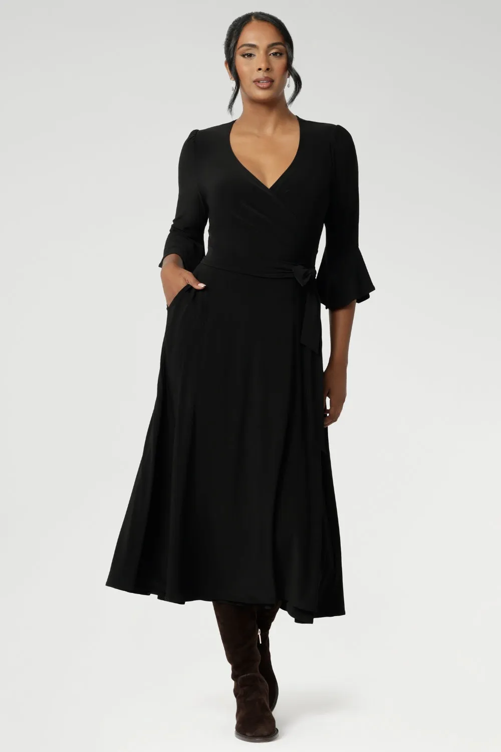 Portia Wrap Dress in Black sold by Leina & Fleur product image thumbnail 3