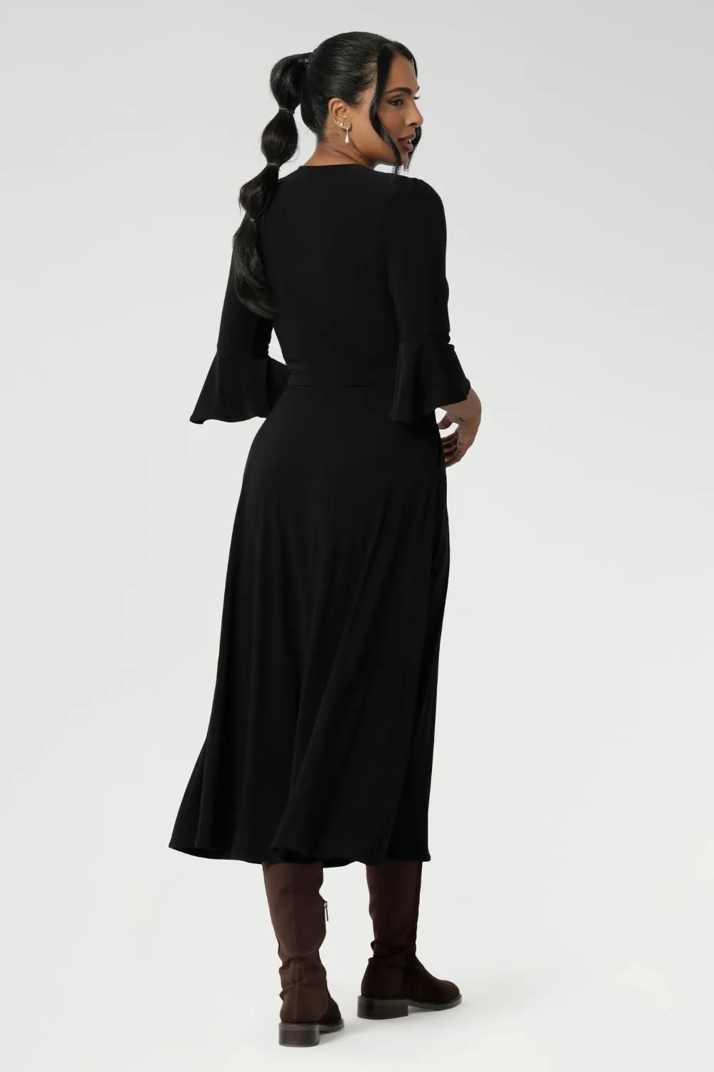 Portia Wrap Dress in Black sold by Leina & Fleur product image thumbnail 4