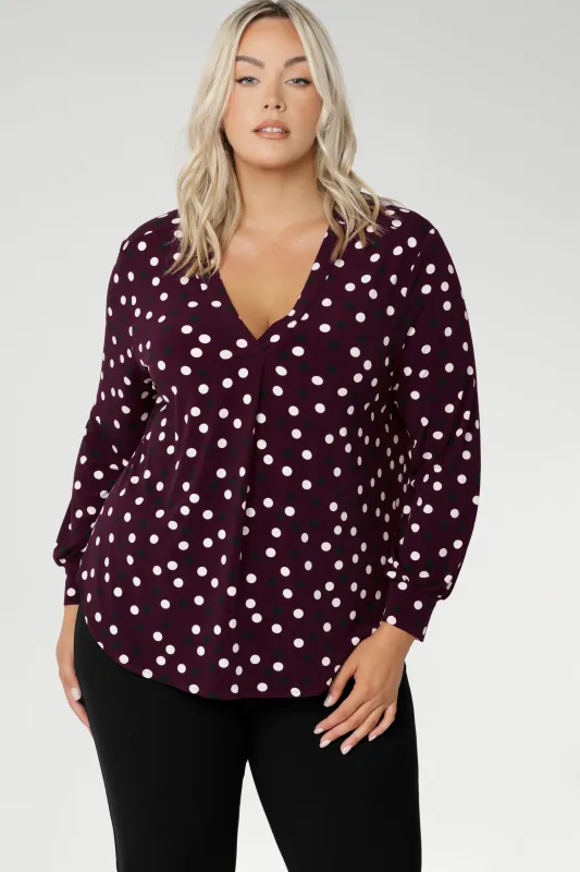 Paeton Top in Burgundy Spot sold by Leina & Fleur
