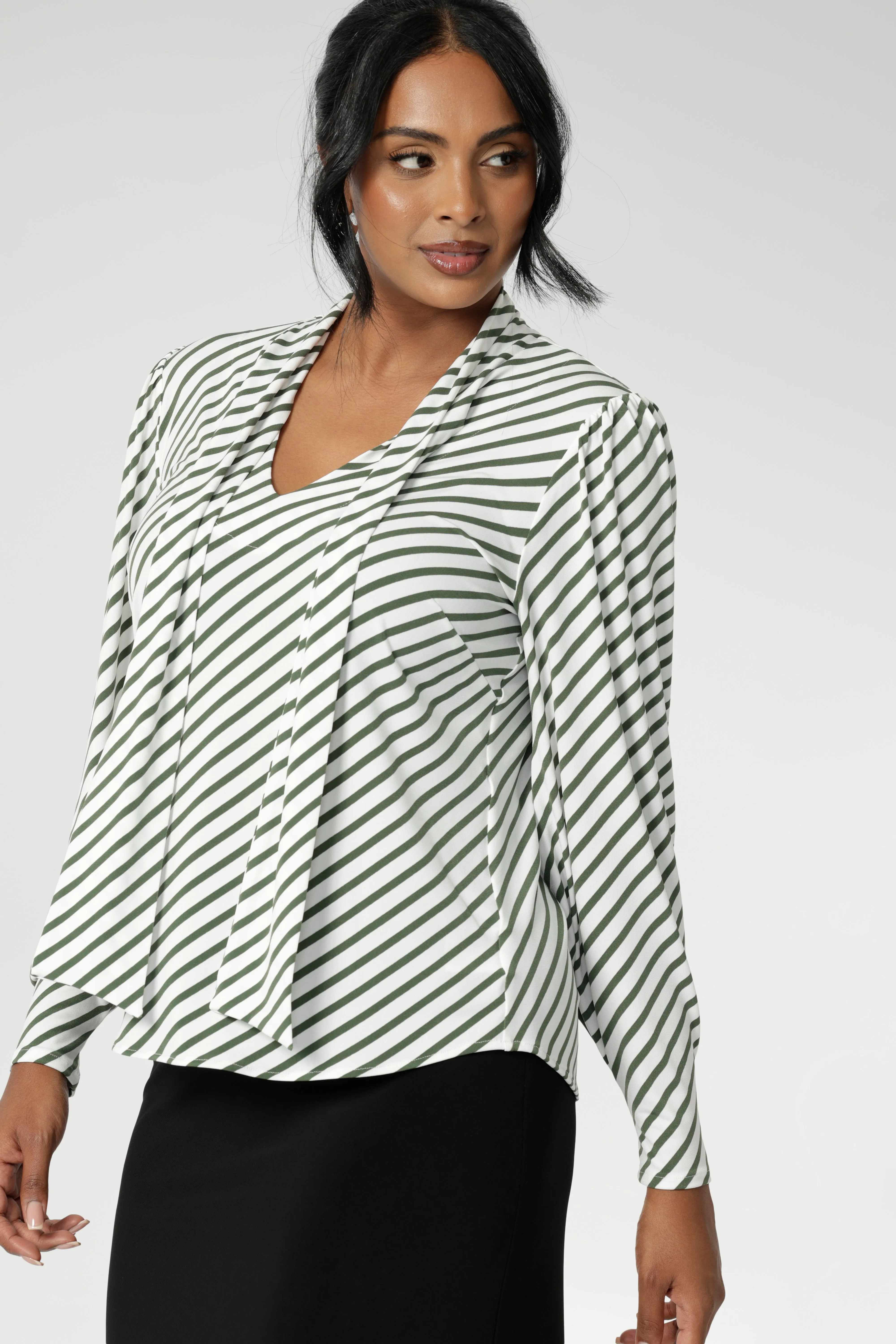 Celine Top in Olive Stripe sold by Leina & Fleur product image thumbnail 3