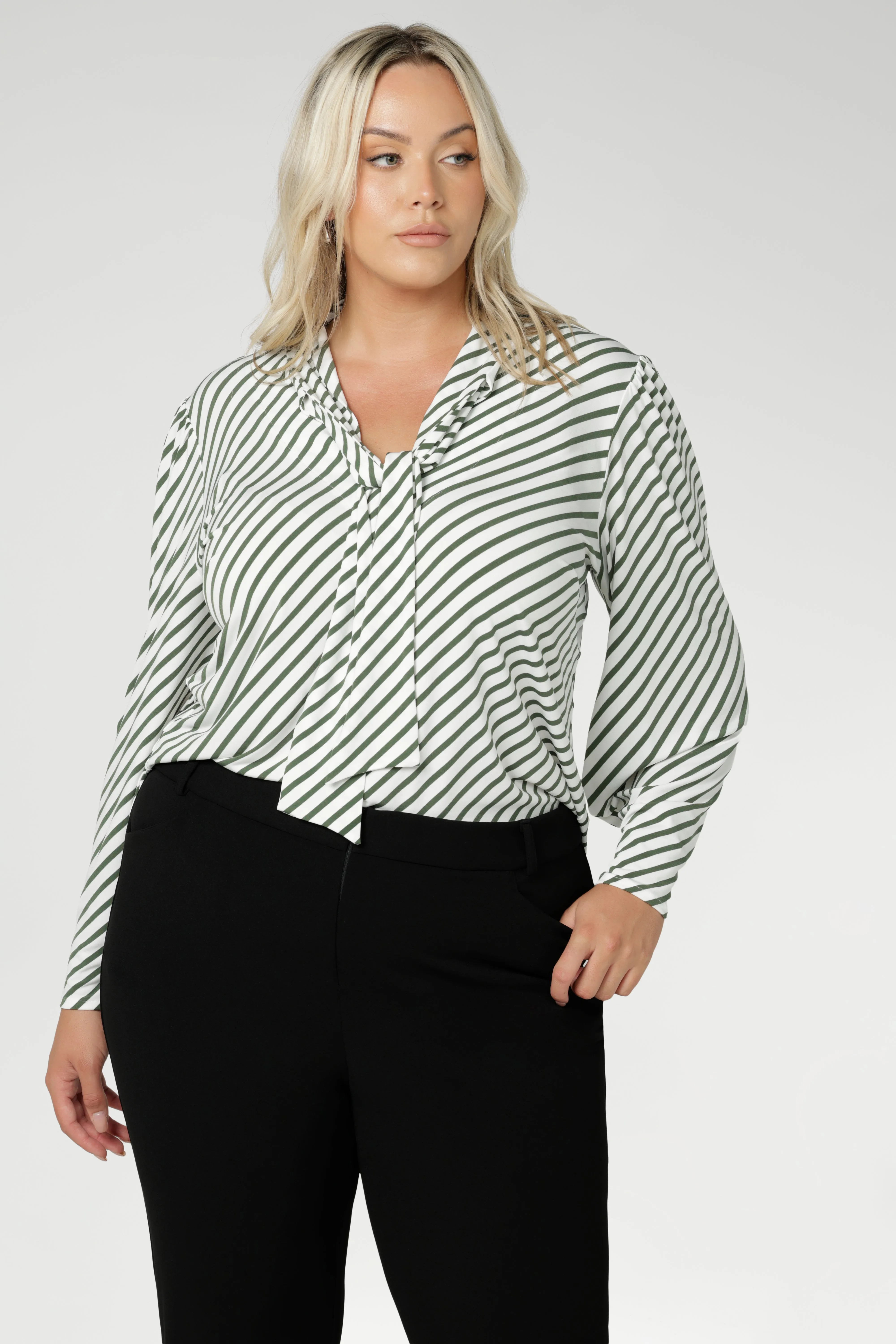 Celine Top in Olive Stripe sold by Leina & Fleur product image thumbnail 4