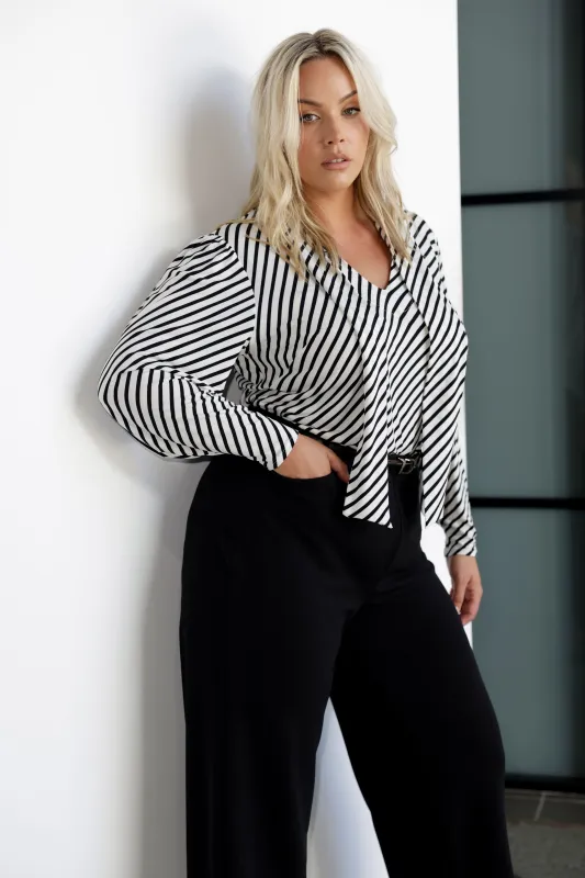 Celine Top in Black Stripe sold by Leina & Fleur