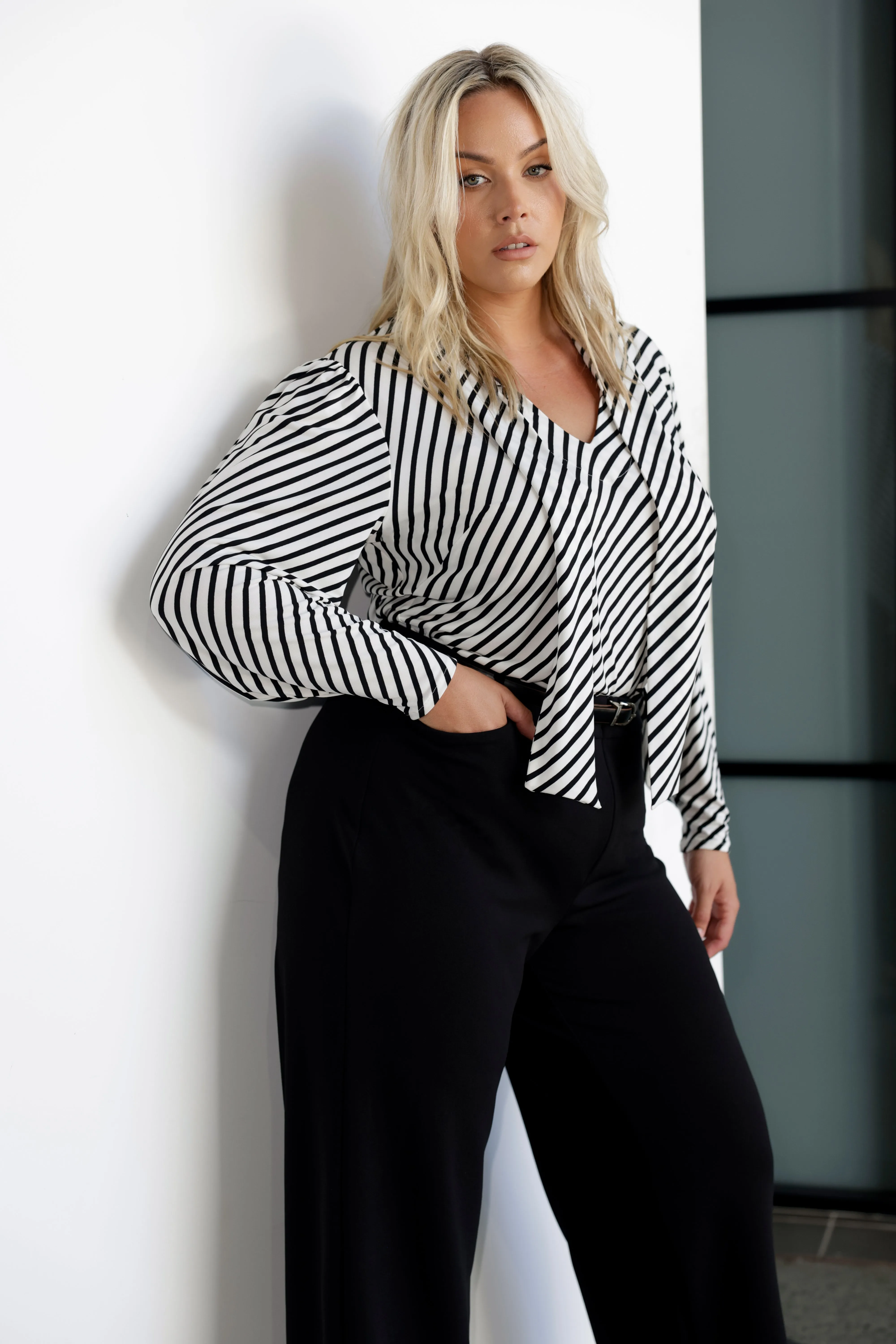 Celine Top in Black Stripe sold by Leina & Fleur