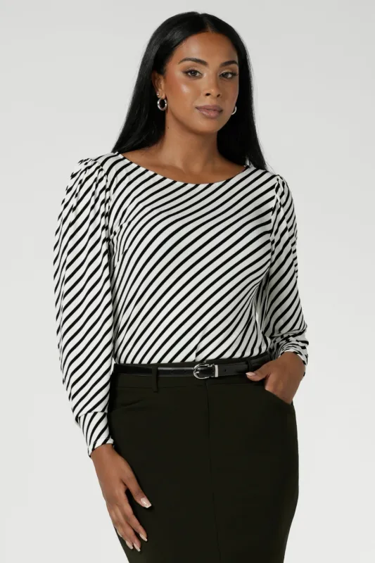 Zara Top in Black Stripe sold by Leina & Fleur