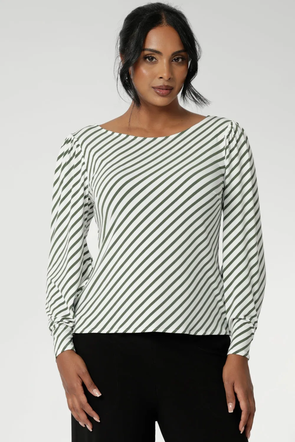 Zara Top in Olive Stripe sold by Leina & Fleur product image thumbnail 3