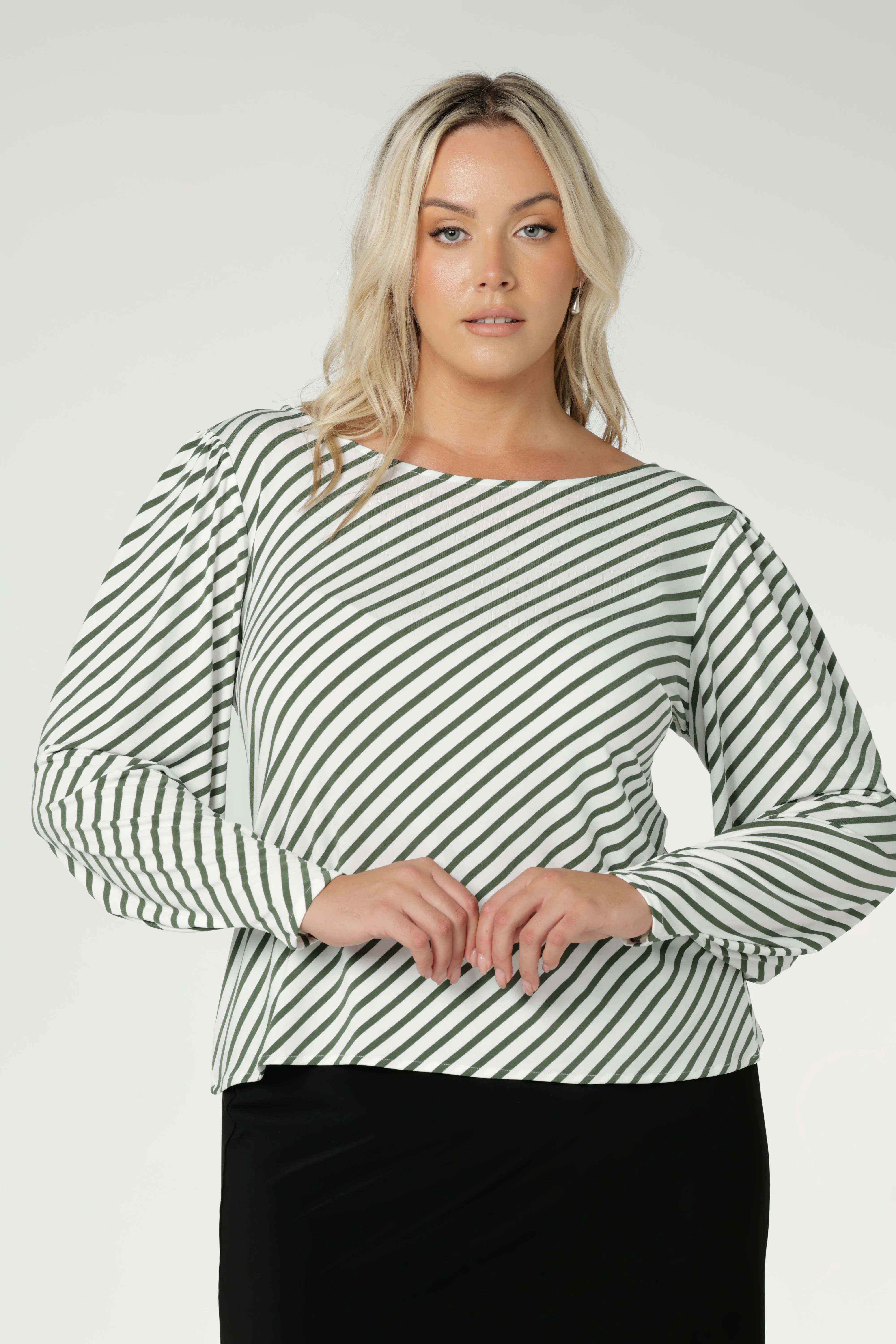 Zara Top in Olive Stripe sold by Leina & Fleur product image thumbnail 5