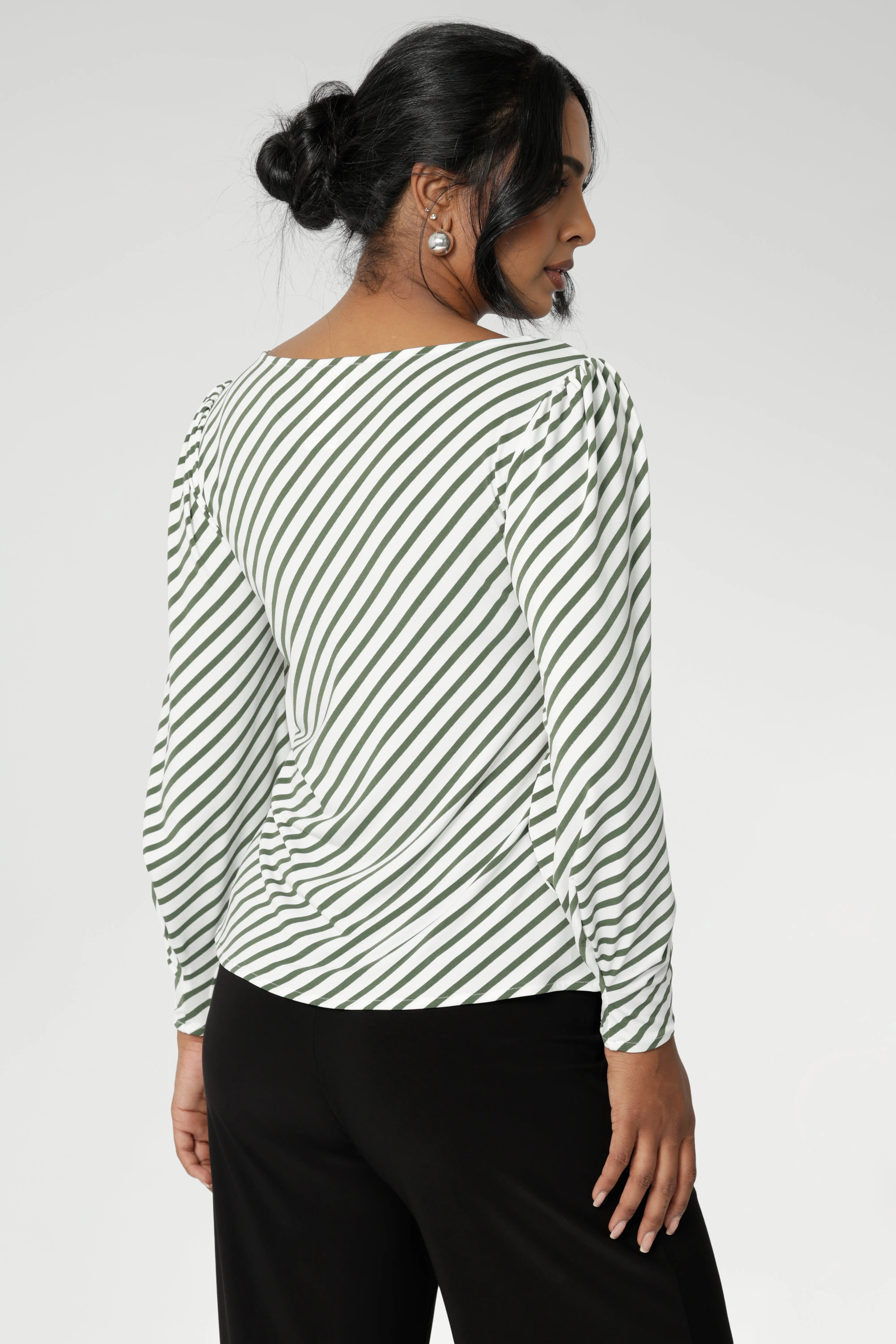 Zara Top in Olive Stripe sold by Leina & Fleur product image thumbnail 2