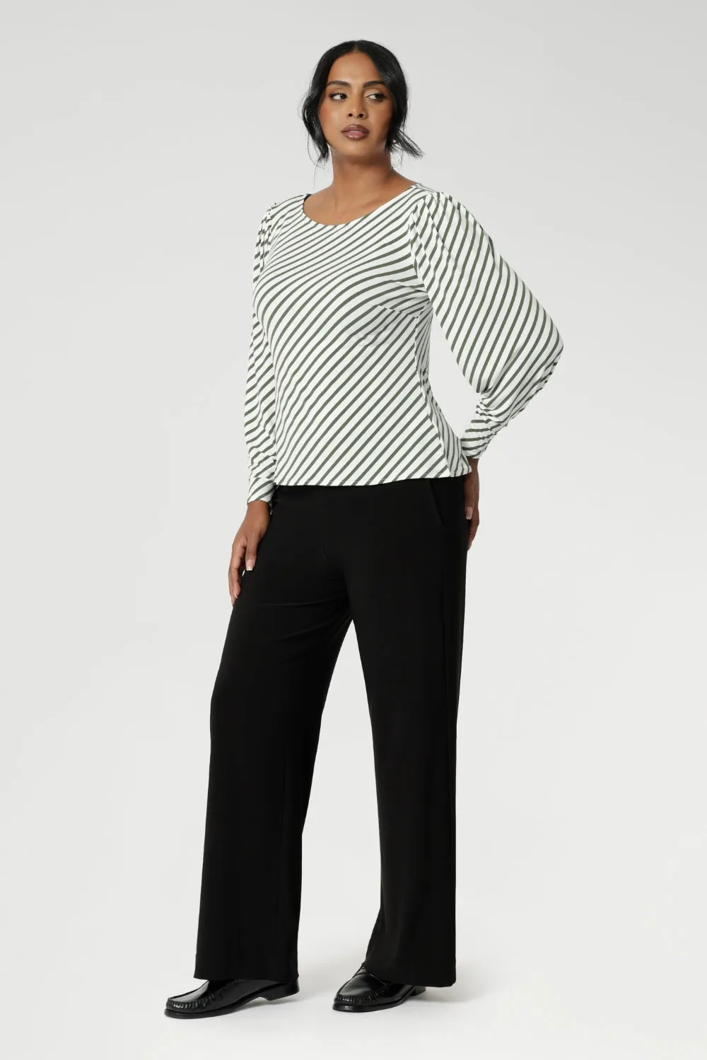 Zara Top in Olive Stripe sold by Leina & Fleur product image thumbnail 4